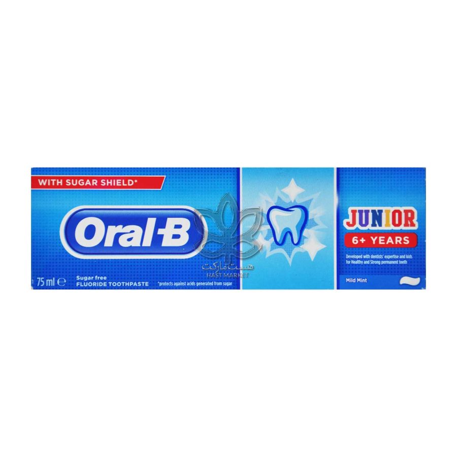 خمیر دندان کودک ( شش سال به بالا ) طعم نعنا ملایم ۷۵ میل جونیور اورال بی - oralB