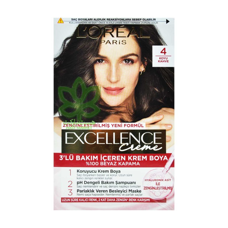 کیت رنگ مو لورال شماره 4 قهوه ای تیره - loreal