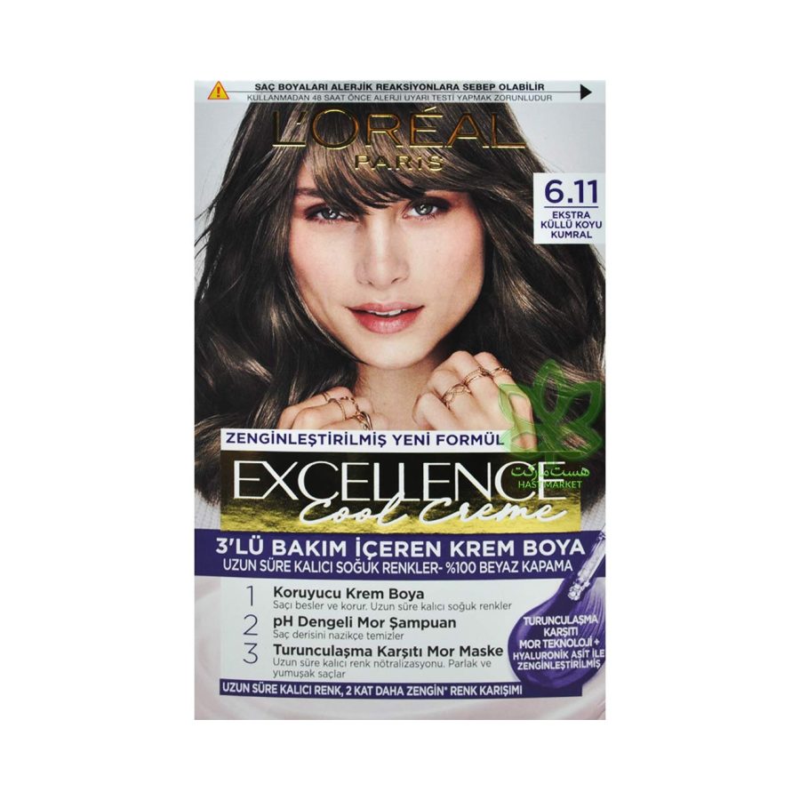 کیت رنگ مو لورال شماره 6.11 بلوند دودی تیره قوی - loreal
