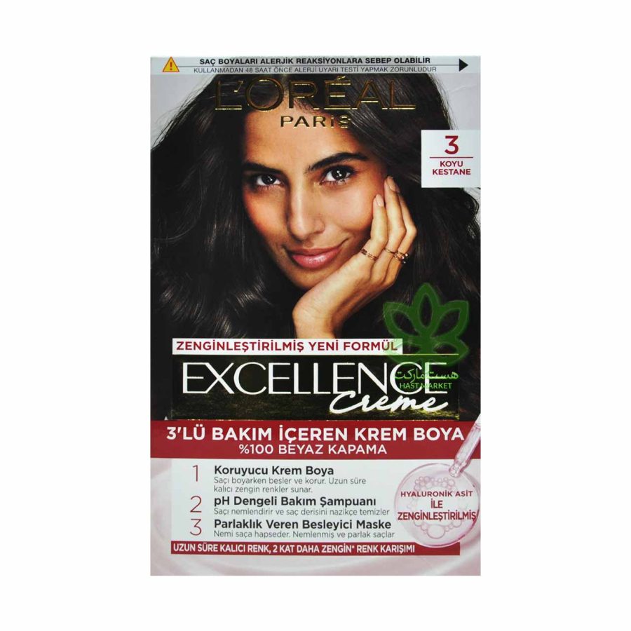 کیت رنگ مو لورال شماره 3 قهوه ای تیره - loreal