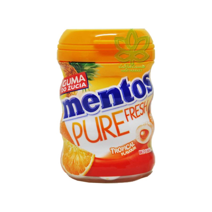 آدامس منتوس میوه های استوایی بدون شکر مغزدار 60 گرم - mentos