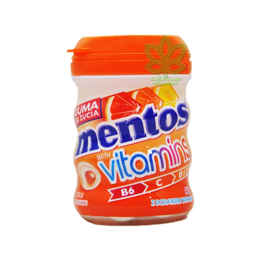 آدامس منتوس میوه های مرکب ویتامینه بدون شکر مغزدار 50 گرم - mentos