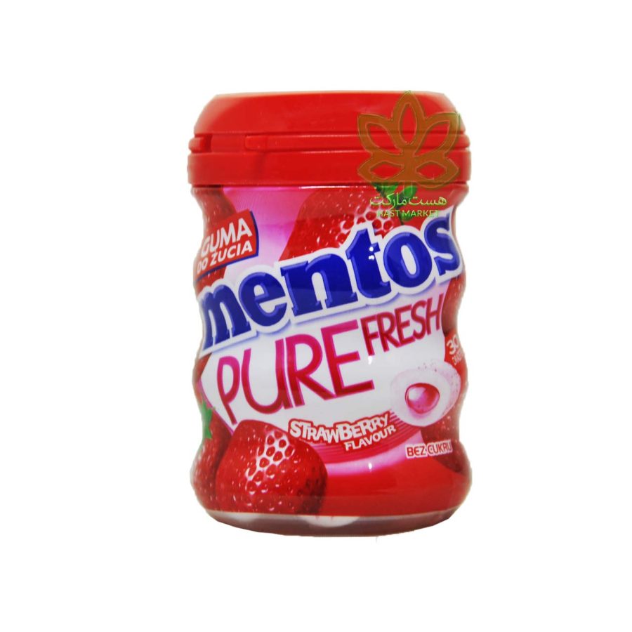 آدامس طعم توت فرنگی بدون شکر مغزدار 60 گرم منتوس - mentos