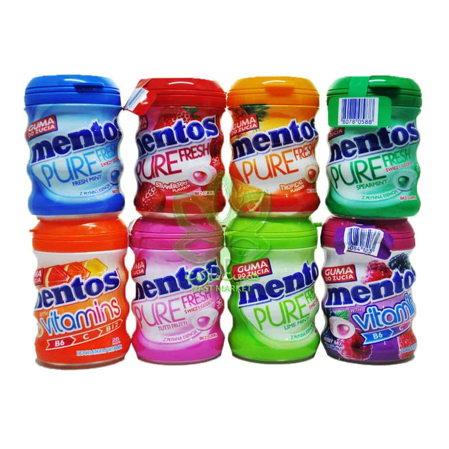 آدامس منتوس میوه های قرمز ویتامینه بدون شکر مغزدار 50 گرم - mentos - Image 2