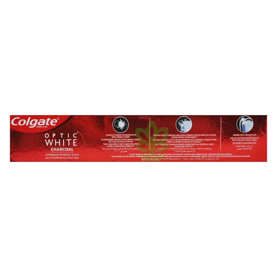 خمیر دندان سفید کننده کولگیت زغالی اپتیک وایت 125 میل – colgate - Image 2