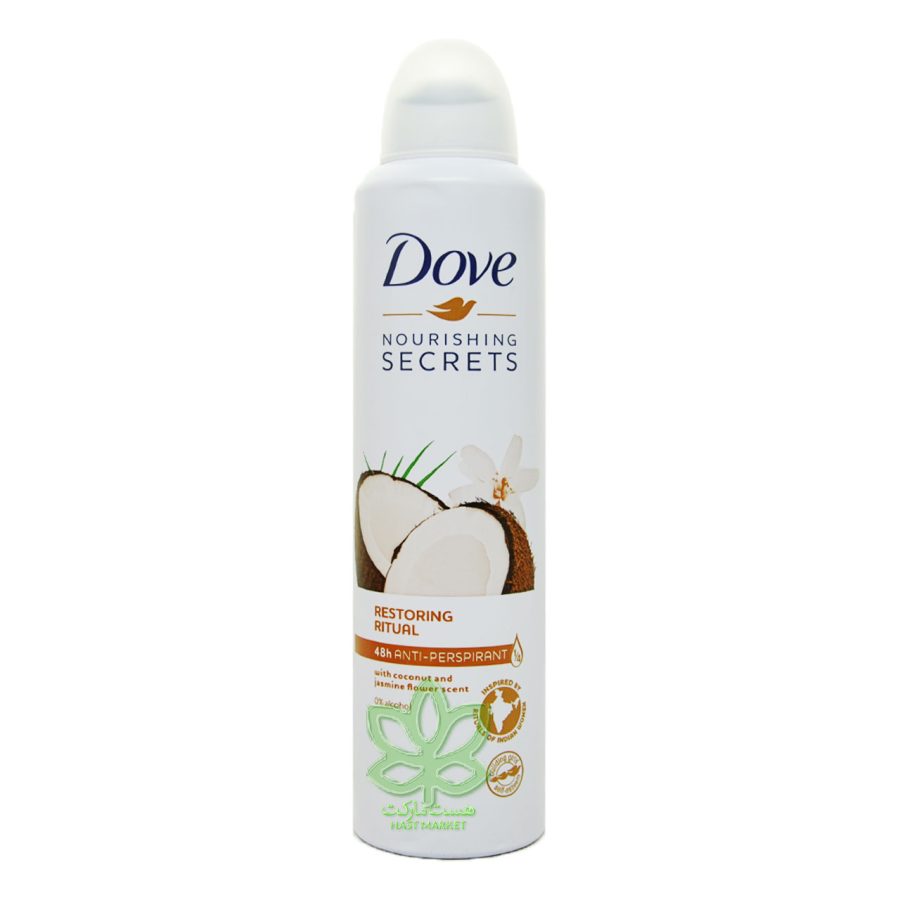 اسپری ضد تعریق داو نارگیل و گل یاس با کرم مرطوب کننده 250 میل گو فرش - dove