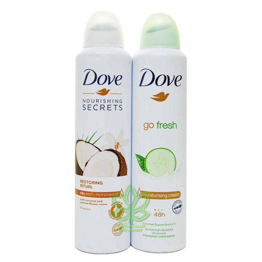 اسپری ضد تعریق داو نارگیل و گل یاس با کرم مرطوب کننده 250 میل گو فرش - dove - Image 2